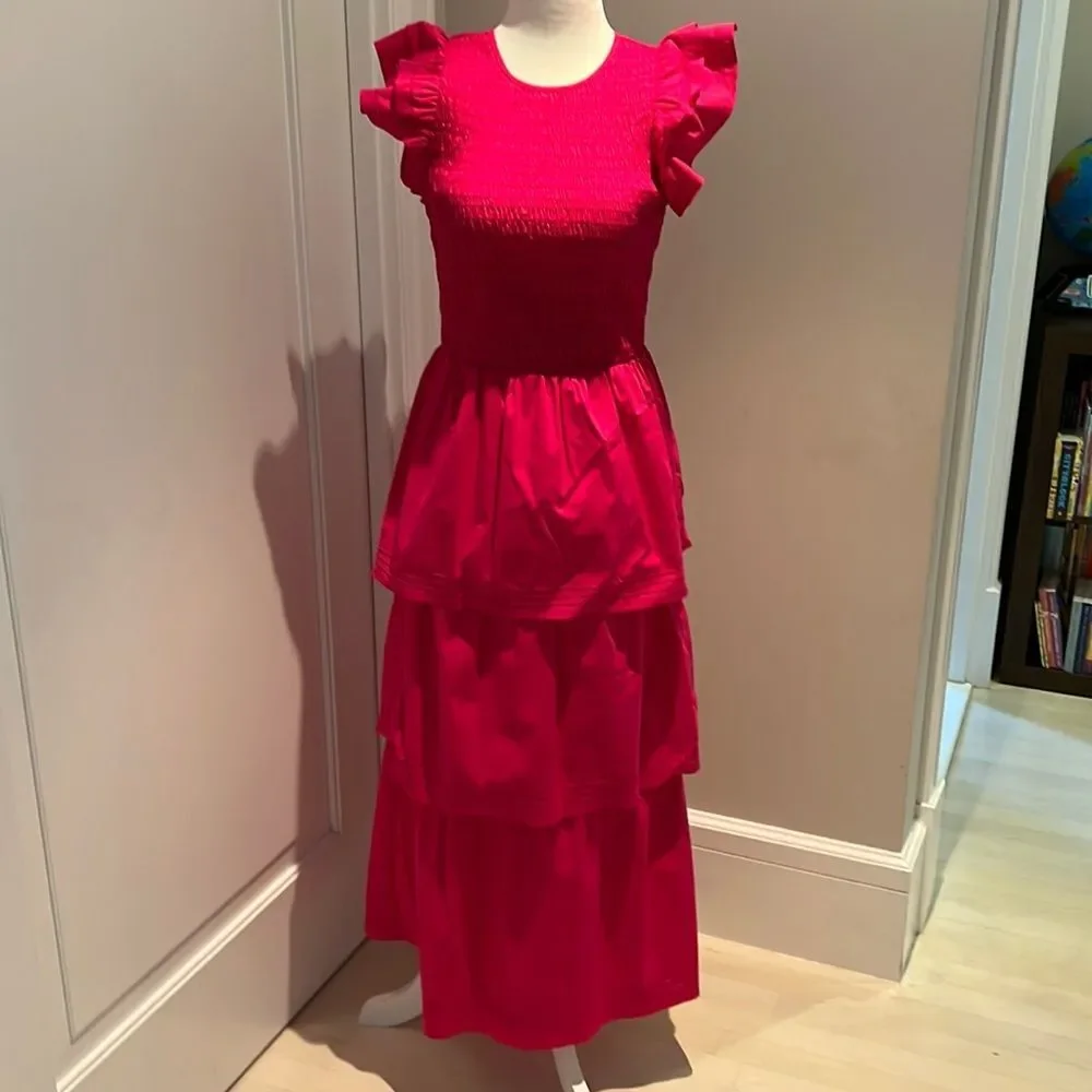 Saylor Audrina Smocked tiered midi dress size P NWT - Picture 3 of 9